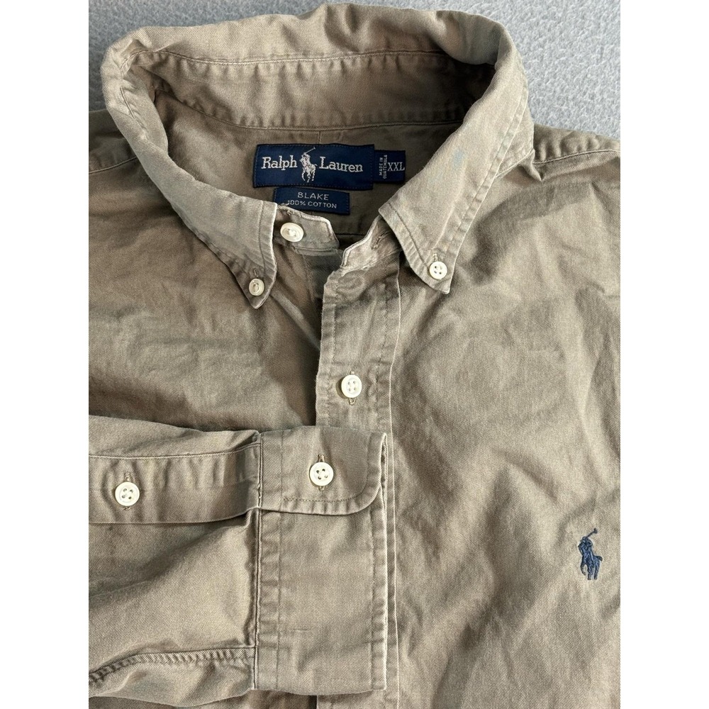 Ralph Lauren Blake Shirt Mens 2XL Green Button Down Long Sleeve Cotton Casual